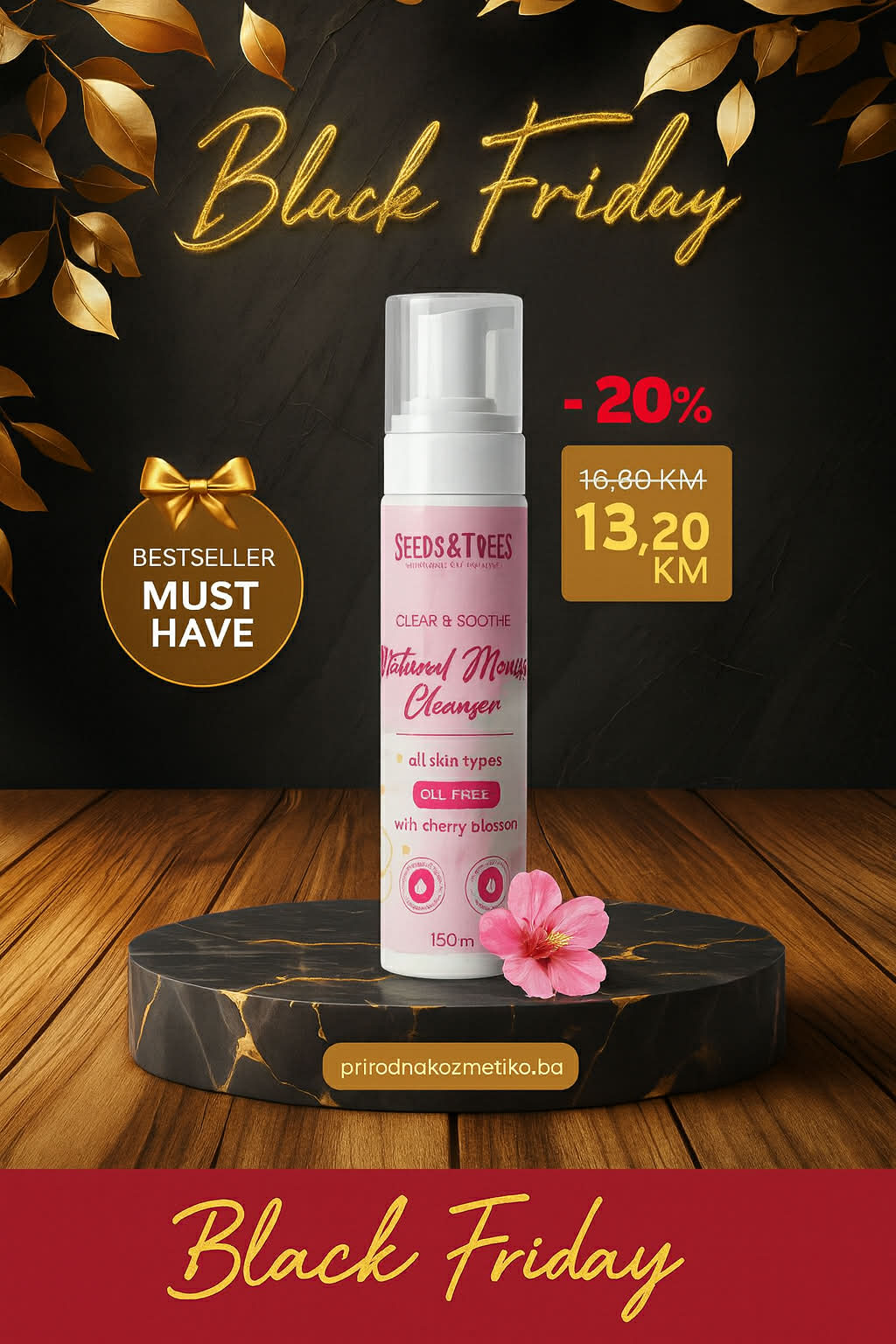 Pjena za čišćenje lica sa pantenolom i cvijetom trešnje 150ml