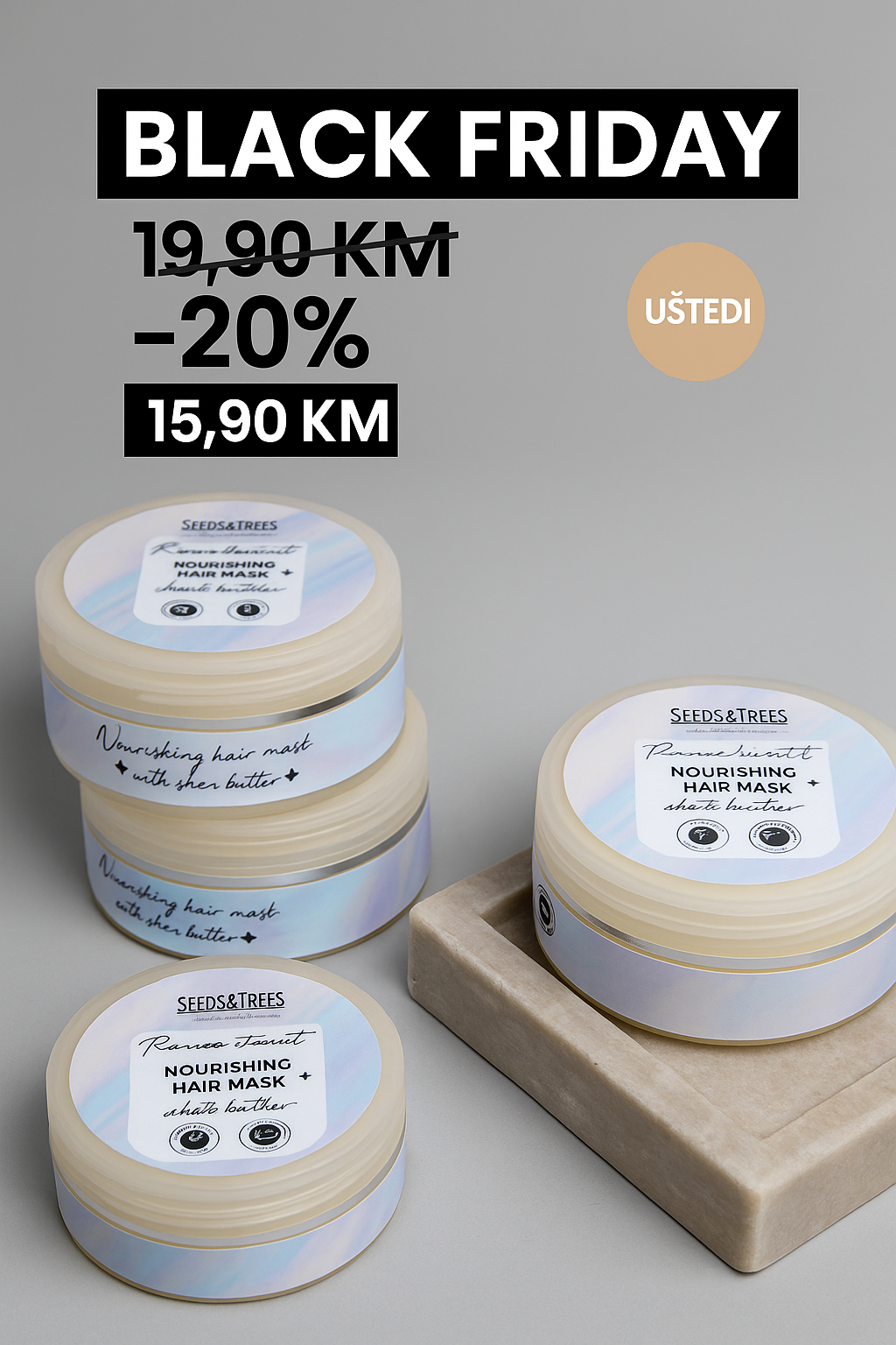 Hranjiva maska za obnovu kose sa kokosom i kakao puterom 150ml